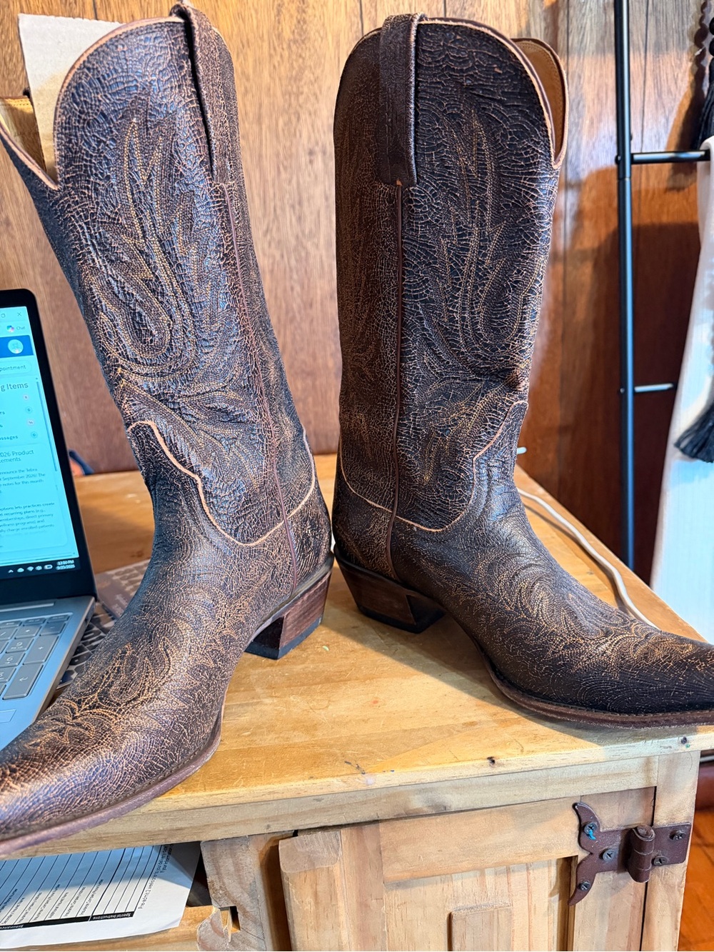 Women's Brown Embroidered Western Heeled Boots